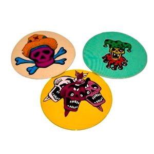 Boutique 🧲 3-Pack Vintage Repurposed Skull POG Game Piece Magnets